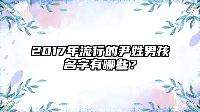 2017年流行的尹姓男孩名字有哪些？