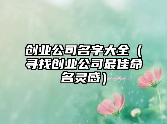 创业公司名字大全（寻找创业公司最佳命名灵感）