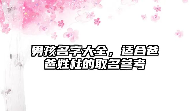 男孩名字大全，适合爸爸姓杜的取名参考