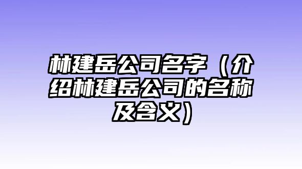 林建岳公司名字（介绍林建岳公司的名称及含义）