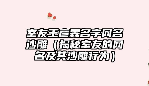 室友王彦霖名字网名沙雕（揭秘室友的网名及其沙雕行为）