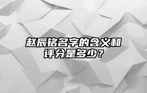 赵辰铭名字的含义和评分是多少？