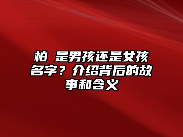 柏瑄是男孩还是女孩名字？介绍背后的故事和含义