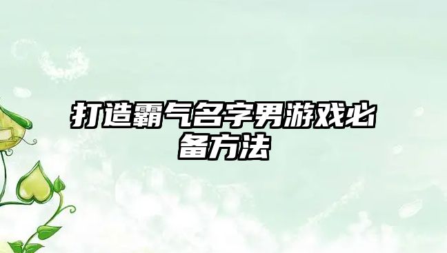 打造霸气名字男游戏必备方法