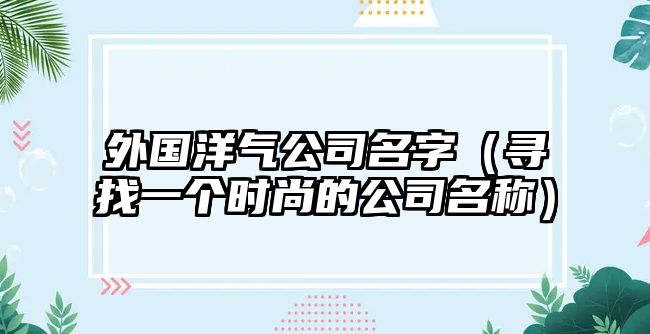 外国洋气公司名字（寻找一个时尚的公司名称）