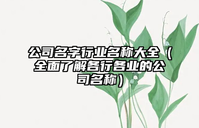 公司名字行业名称大全（全面了解各行各业的公司名称）