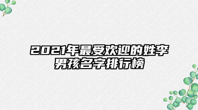 2021年最受欢迎的姓李男孩名字排行榜