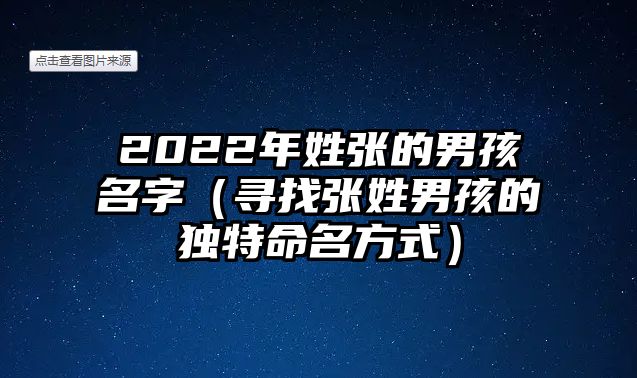 2022年姓张的男孩名字（寻找张姓男孩的独特命名方式）