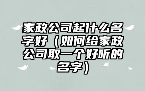 家政公司起什么名字好（如何给家政公司取一个好听的名字）