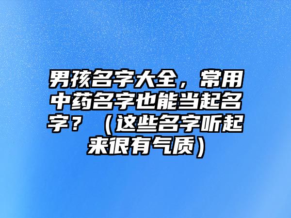 男孩名字大全，常用中药名字也能当起名字？（这些名字听起来很有气质）