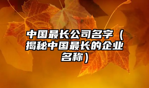 中国最长公司名字（揭秘中国最长的企业名称）