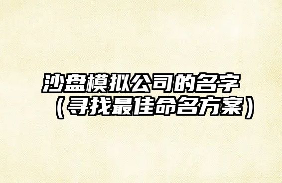 沙盘模拟公司的名字（寻找最佳命名方案）