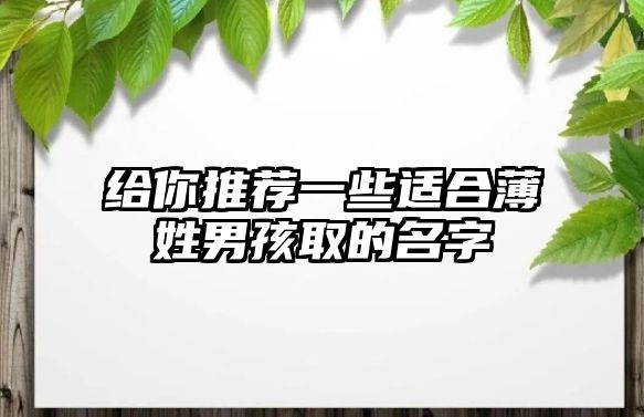 给你推荐一些适合薄姓男孩取的名字