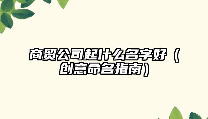 商贸公司起什么名字好（创意命名指南）