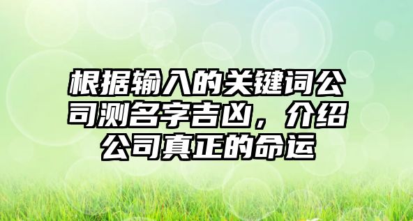 根据输入的关键词公司测名字吉凶，介绍公司真正的命运