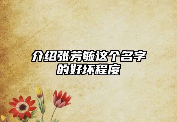 介绍张芳毓这个名字的好坏程度