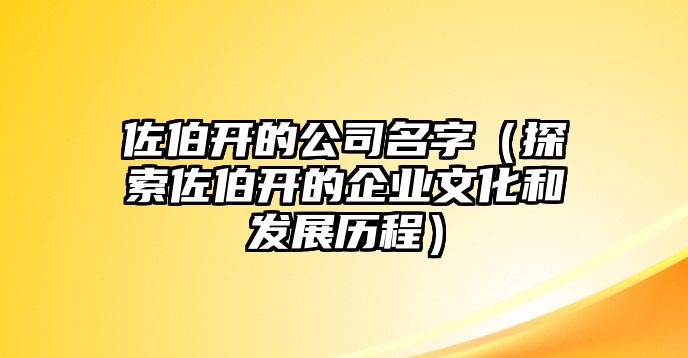 佐伯开的公司名字（探索佐伯开的企业文化和发展历程）