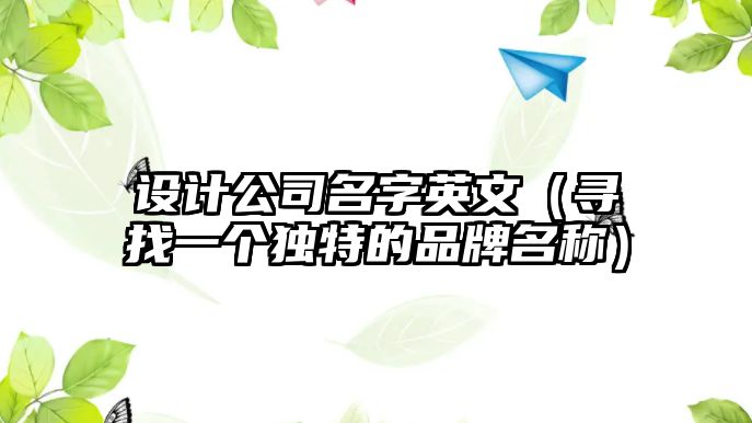 设计公司名字英文（寻找一个独特的品牌名称）