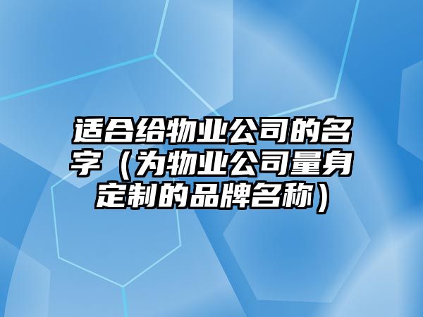 适合给物业公司的名字（为物业公司量身定制的品牌名称）