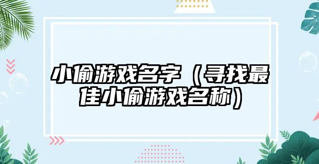 小偷游戏名字（寻找最佳小偷游戏名称）