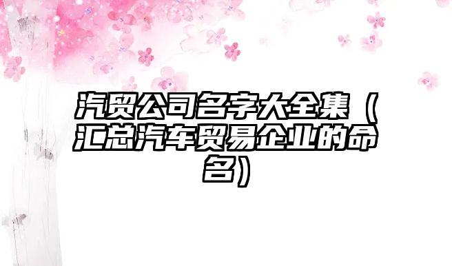 汽贸公司名字大全集（汇总汽车贸易企业的命名）