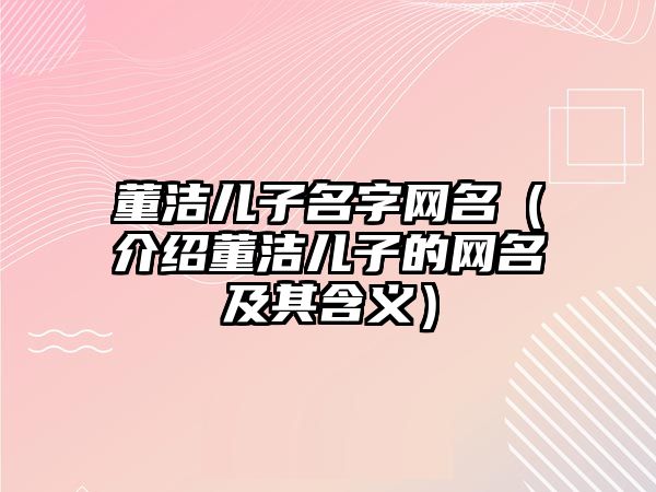 董洁儿子名字网名（介绍董洁儿子的网名及其含义）