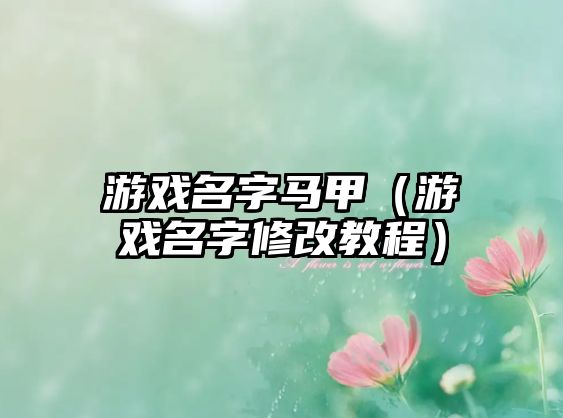 游戏名字马甲（游戏名字修改教程）