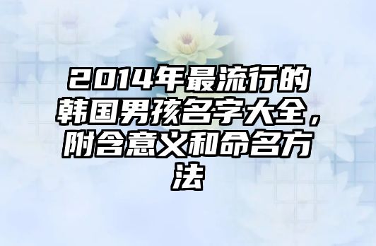 2014年最流行的韩国男孩名字大全，附含意义和命名方法