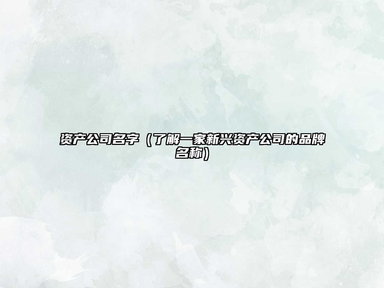 资产公司名字（了解一家新兴资产公司的品牌名称）