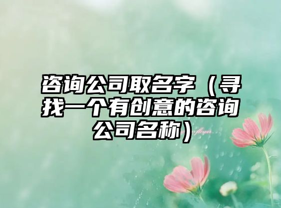 咨询公司取名字（寻找一个有创意的咨询公司名称）