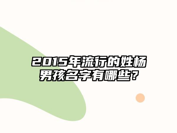 2015年流行的姓杨男孩名字有哪些？