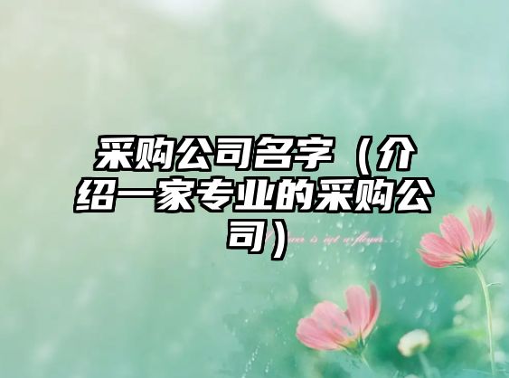 采购公司名字（介绍一家专业的采购公司）