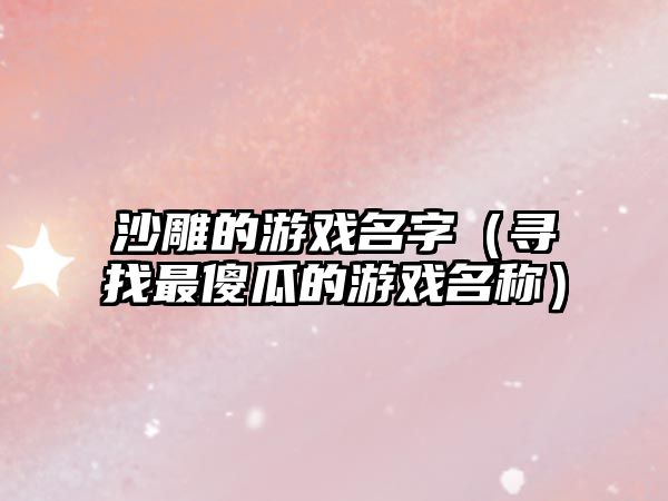 沙雕的游戏名字（寻找最傻瓜的游戏名称）