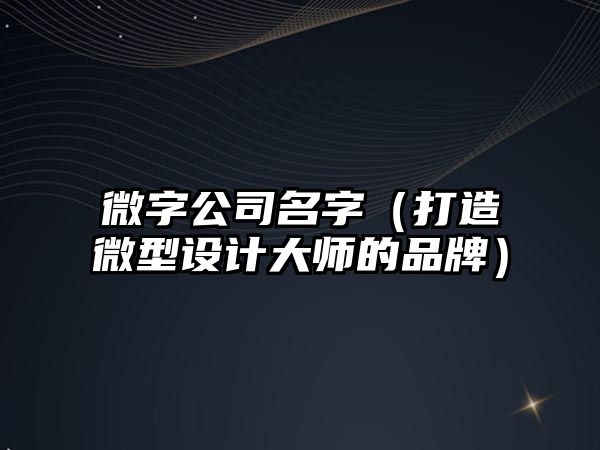 微字公司名字（打造微型设计大师的品牌）