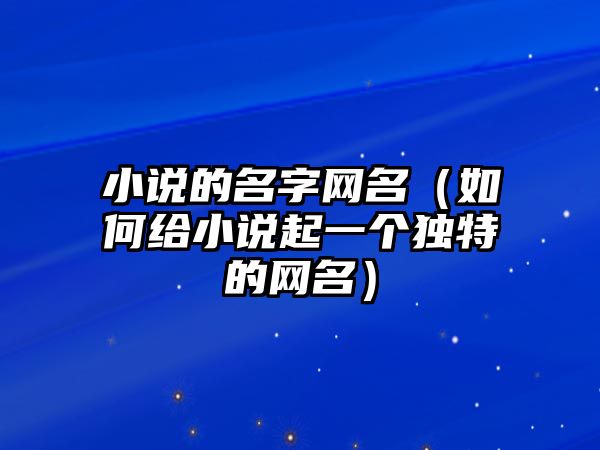 小说的名字网名（如何给小说起一个独特的网名）