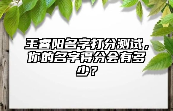 王睿阳名字打分测试，你的名字得分会有多少？