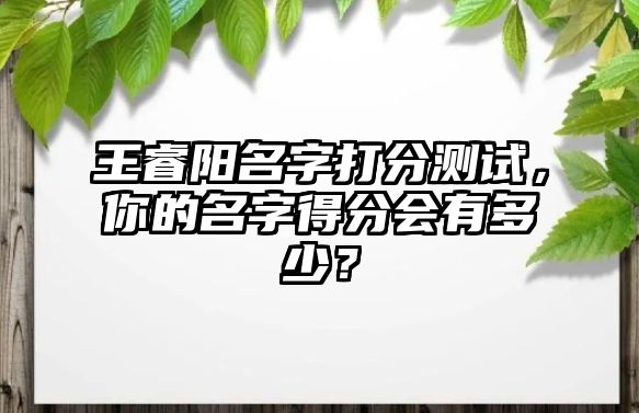 王睿阳名字打分测试，你的名字得分会有多少？