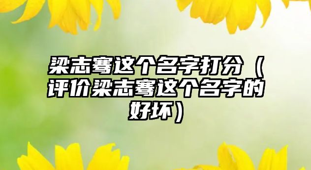 梁志骞这个名字打分（评价梁志骞这个名字的好坏）