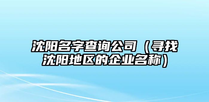 沈阳名字查询公司（寻找沈阳地区的企业名称）