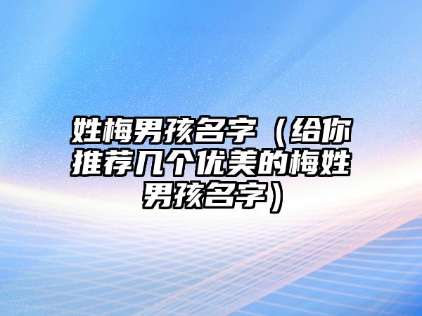姓梅男孩名字（给你推荐几个优美的梅姓男孩名字）