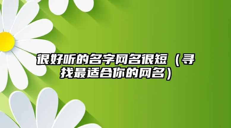 很好听的名字网名很短（寻找最适合你的网名）