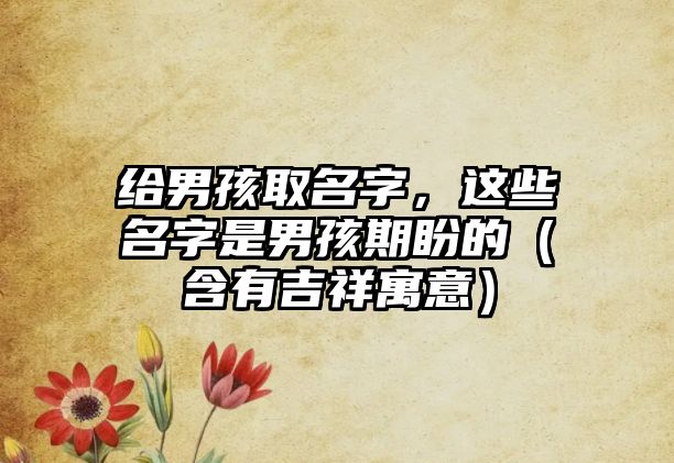给男孩取名字，这些名字是男孩期盼的（含有吉祥寓意）
