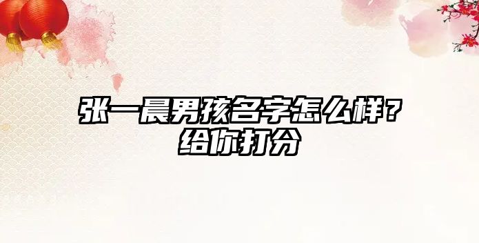 张一晨男孩名字怎么样？给你打分