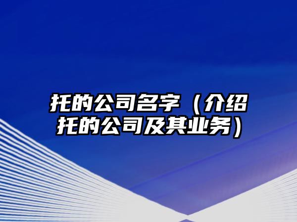 托的公司名字（介绍托的公司及其业务）