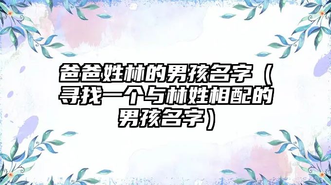 爸爸姓林的男孩名字（寻找一个与林姓相配的男孩名字）