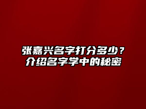 张嘉兴名字打分多少？介绍名字学中的秘密