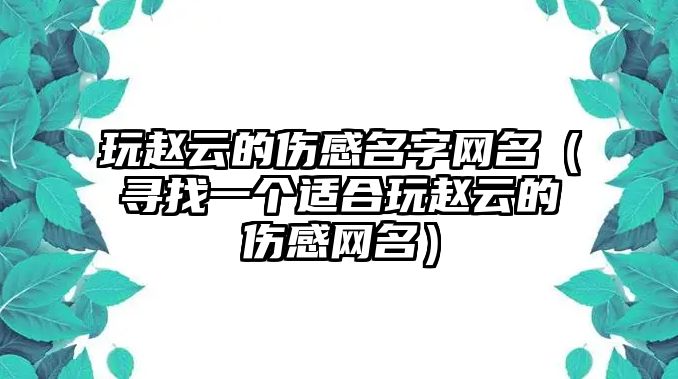 玩赵云的伤感名字网名（寻找一个适合玩赵云的伤感网名）