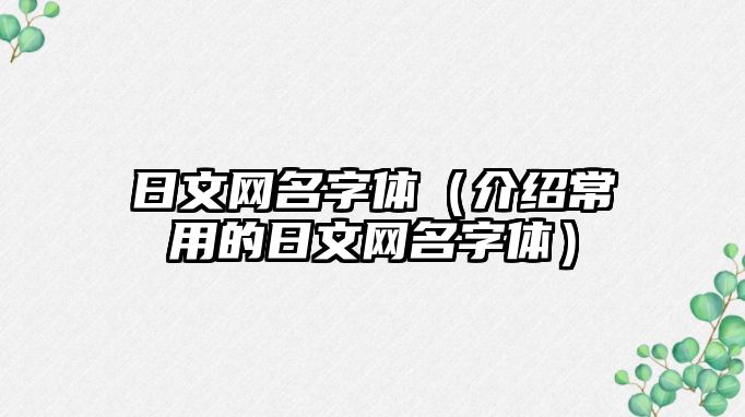 日文网名字体（介绍常用的日文网名字体）