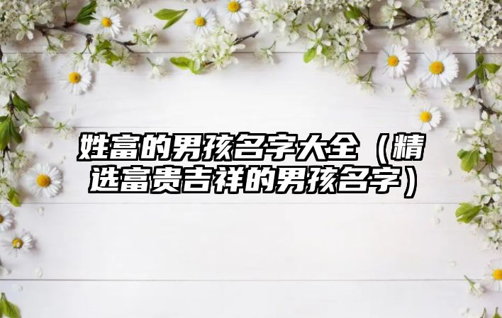 姓富的男孩名字大全（精选富贵吉祥的男孩名字）