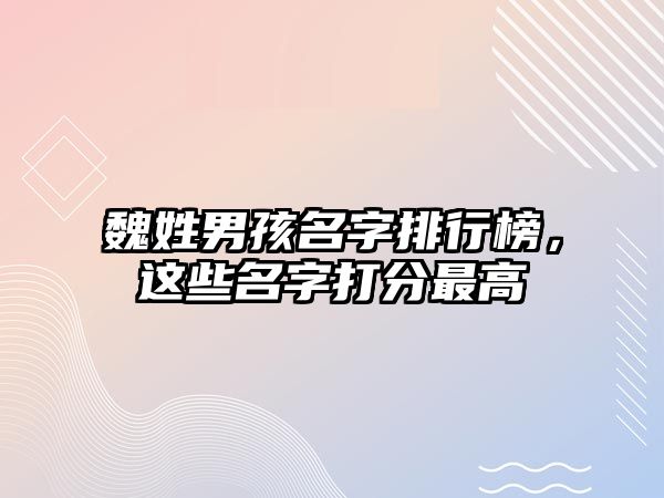 魏姓男孩名字排行榜，这些名字打分最高